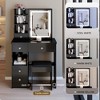 CAVINAS Vanity Desk + Cushion Stool Vanity with Drawers Modern Small Vanity Desk with Mirror for Bedroom, Dressing Room - 4 of 4