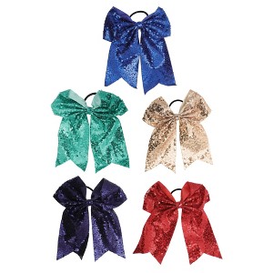 Unique Bargains Elegant Sequins Bow Hair Ties for Home 5 Pcs - 1 of 4