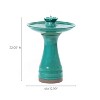LuxenHome 22" Ceramic Bird Bath Fountain, Glazed Outdoor Water Feature with Lotus Design, Freestanding Birdbath Garden Decor Blue - 4 of 4