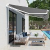 12ft x 10ft Charcoal Gray Retractable Patio Awning - UV and water resistant durable aluminum frame with manual crank handle - 2 of 4
