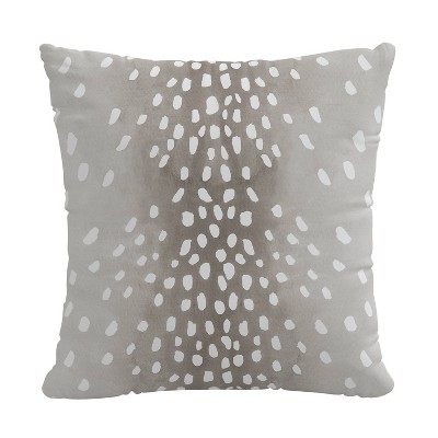 Polyester Square Pillow In Fawn Gray - Skyline Furniture: Mid-Century Modern, Deer Pattern, Cotton Weave, Zippered