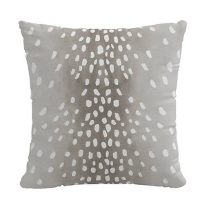 Polyester Square Pillow In Fawn Gray - Skyline Furniture: Mid-Century Modern, Deer Pattern, Cotton Weave, Zippered - 1 of 4