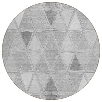 Gray Silver And Ivory Geometric Washable Indoor Outdoor Area Rug