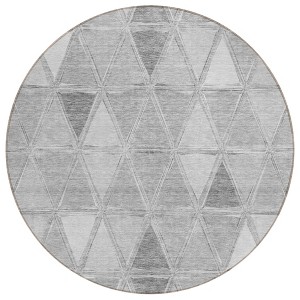 Gray Silver And Ivory Geometric Washable Indoor Outdoor Area Rug - 1 of 4