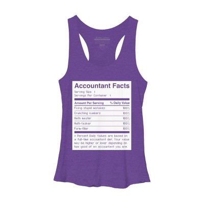 Women's Design By Humans Accountant Nutrition Facts Label By EJamjar Racerback Tank Top