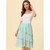 INSPIRE CHIC Women's Floral Layered Elastic Waist Chiffon Ruffle Midi Skirt - 3 of 4