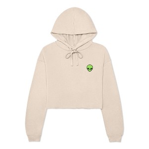 Dalix Alien Embroidered Fleece Cropped Hoodie Cold Fall Winter Women - 1 of 4