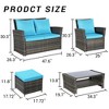 6-Piece Outdoor Patio Rattan Conversation Sofa Set with Tempered Glass Coffee Table - 2 of 4