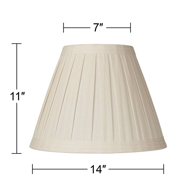 Springcrest Creme Linen Medium Box Pleat Lamp Shade 7" Top x 14" Bottom x 11" High (Spider) Replacement with Harp and Finial, 6 of 10