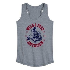 Women's - Instant Message - Wild And Free American Graphic Racerback Tank - 1 of 4