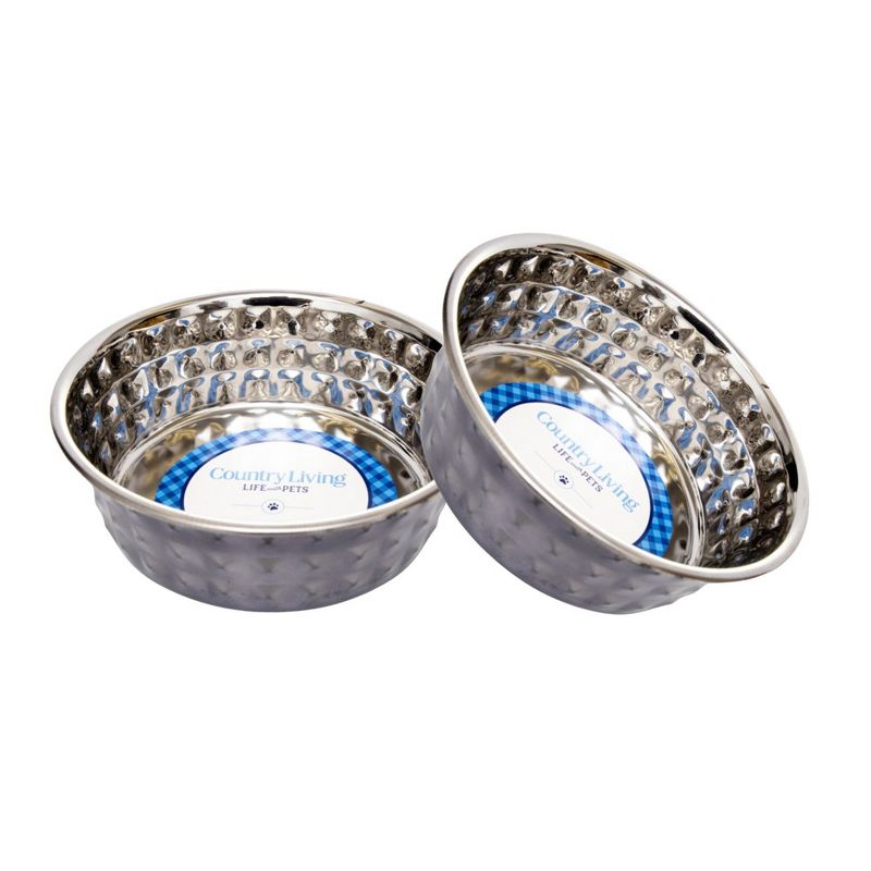 Country Living Set of 2 Hammered Stainless Steel Eco Dog Bowls - Durable & Stylish, Eco-Friendly Feeding Solution for Pets, Ideal for Medium to Large Sized Dogs, 5 of 17
