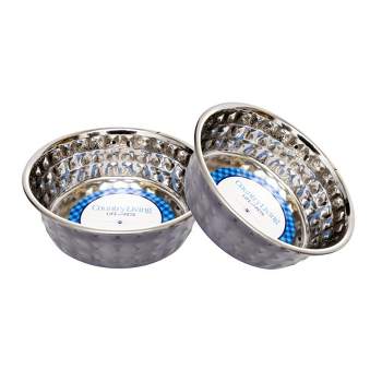 Country Living Set of 2 Hammered Stainless Steel Eco Dog Bowls - Durable & Stylish, Eco-Friendly Feeding Solution for Pets, Ideal for Medium to Large Sized Dogs