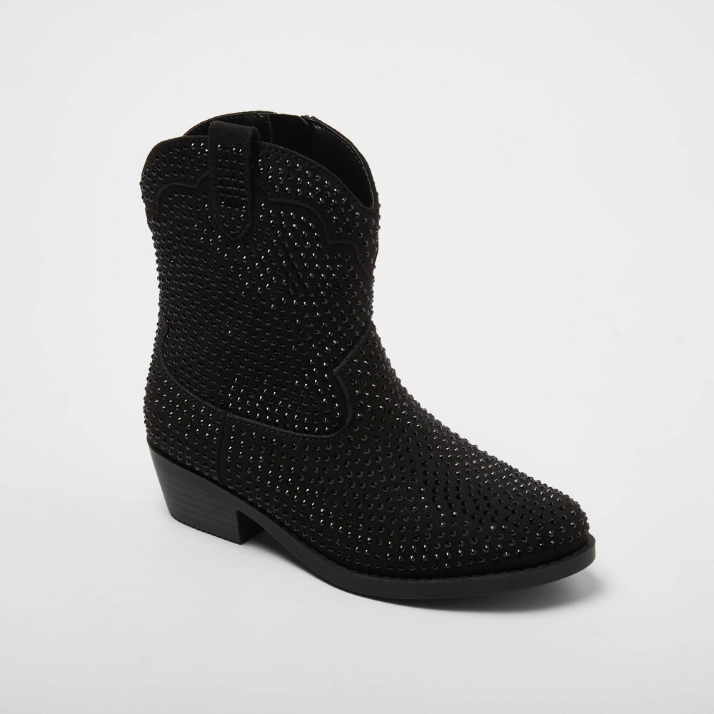 Girls' Bjorn Glitter Western Ankle Boots - art class™ Black 13