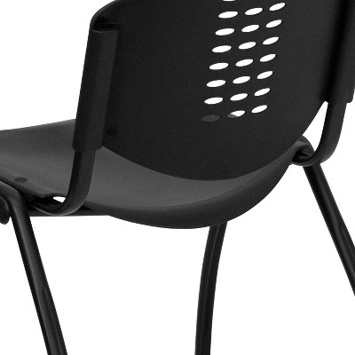 Contemporary Black Metal Stack Chair with Ventilation Holes
