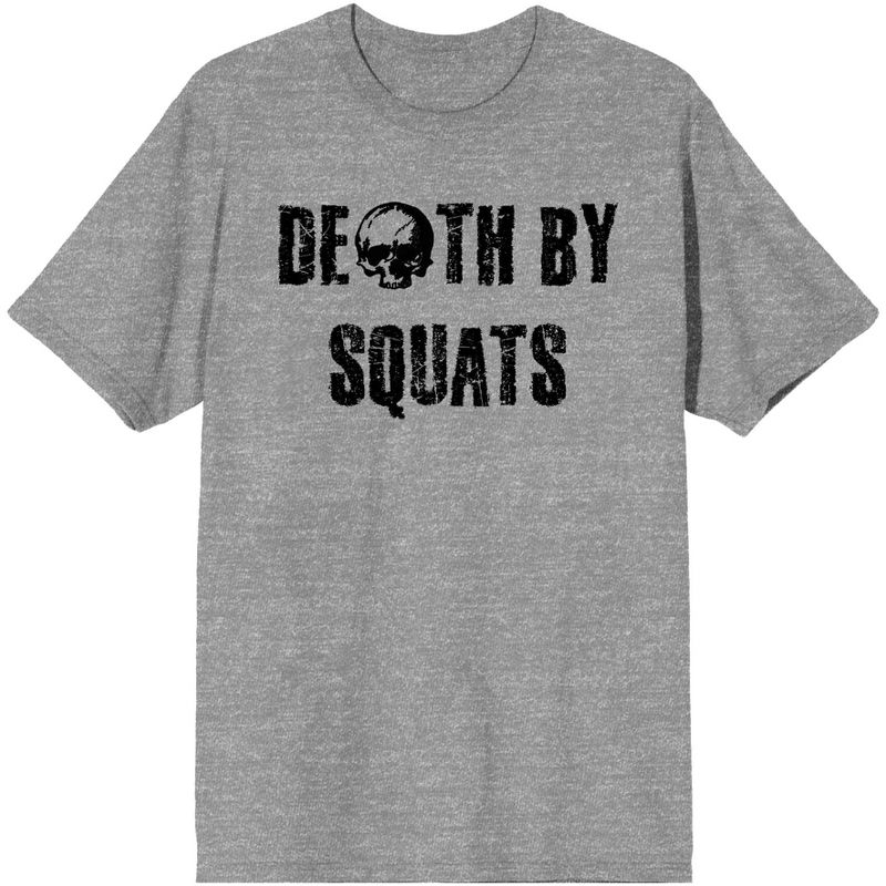 Gym Culture Death by Squats Unisex Adult's Heather Gray Graphic Tee, 1 of 4