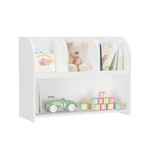 KTMBDW Kids Bookcase with 4 Compartments, Storage BookShelf, Storage Display Rack,Toy Organizer for Children's Room, Playroom, Nursery, White - 1 of 4