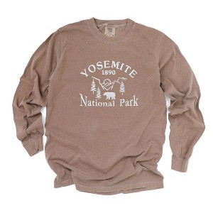 Simply Sage Market Women's Embroidered Yosemite National Park Long Sleeve Garment Dyed Tee - 1 of 3