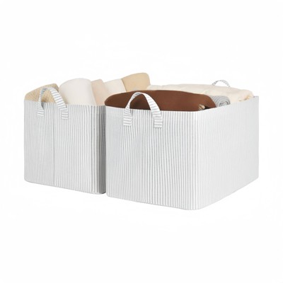 WeThinkStorage Set of 2 Striped Decorative Fabric Storage Bins Capacity
