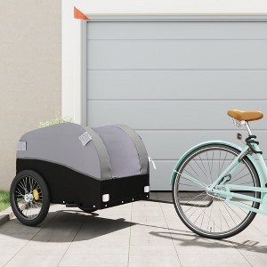 vidaXL Bike Trailer Black and Gray 99.2 lb Iron - 1 of 4