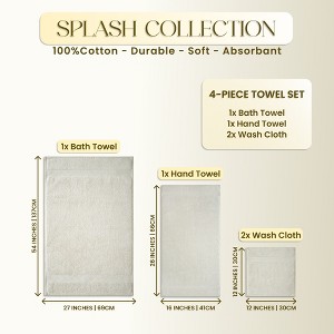 Splash Ultra-Soft Zero Twist 100% Ring Spun Cotton Mix Towel Set  - Reversible, 550 GSM, Breathable, Lightweight, Highly Absorbent Towels for Bathroom - 1 of 1