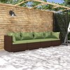 vidaXL Brown Patio Furniture - Green Cushion - 4 Seats - 2 of 4