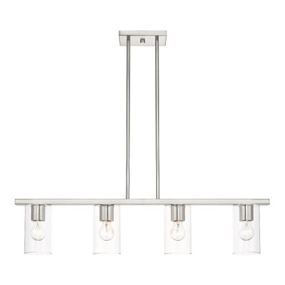 Brushed Nickel 4-Light Crystal Chandelier with Clear Glass