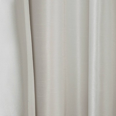 White Faux Silk Tab Top Blackout Curtain Panel