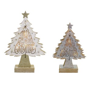 Christmas 10.5" Merry Christmas Lit Tree Led Battery Operated Star Ganz  -  Decorative Sculptures - 1 of 3