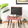 20" Velvet Upholstered Storage Stool Pink - Glitzhome: Mid-Century Modern, Removable Legs - 3 of 4