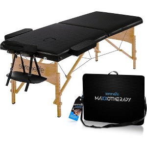 SereneLife Portable Folding Massage Table with Carrying Case - Black - 1 of 4