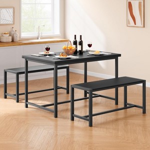 GOCAPTAIN 3-Piece Dining Table Set for 4, Rectangular Kitchen Table with 2 Benches, Small Dining Table Set for Kitchens, Apartments, and Small Spaces - 1 of 4