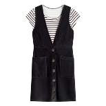 Beautees Girls' Knit Corduroy Pinafore Jumper Dress With Stripe  Top