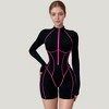 Anna-Kaci Active Women's Long Sleeve Zip Front Active Romper with Neon Piping and Contoured Seams - 4 of 4
