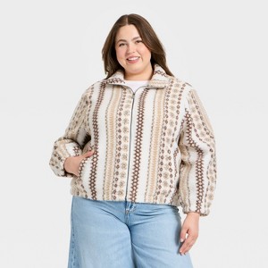 Women's Faux Sherling Fashion Jacket - Universal Thread™ Cream - 1 of 3