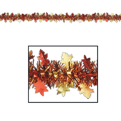 Beistle 12' Flame Resistant Metallic Autumn Leaf Garland; 3/Pack 90300