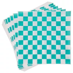 Stockroom Plus 300 Pack Checkered Wax Paper Sheets for Sandwiches, Food Wrapping Paper, Green and White Deli Basket Liner, 12x12 In