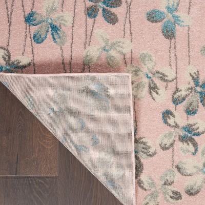 Reversible Pink Floral Viscose Blend 6' x 9' Area Rug