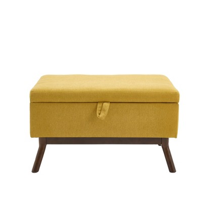 Airsurfer Mid-Century Modern Square Coffee Table Storage Bench, Assembled, for Living Room, Entryway, Family Room, Use as Coffee Table or Shoe Bench