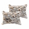 HomeRoots Set of Two 12" X 20" Tan and White Rabbit Natural Fur Throw Pillow - 4 of 4