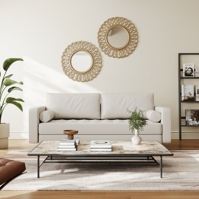Tree City - 70" Faux Upholstered Mid-Century Modern Leather Square Arm Sofa