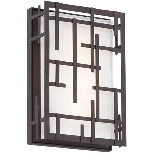 Possini Euro Design Modern Outdoor Wall Light Fixture Dimmable LED Bronze 9 1/4" White Cased Glass for Exterior House Porch Patio - 1 of 4