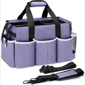 Wearable Cleaning Caddy Bag with 4 Foldable Dividers, Large Cleaning Supplies Organizer with Handle & Adjustable Shoulder Straps - 1 of 4