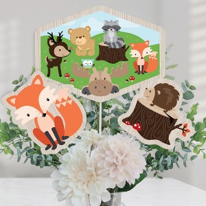 Big Dot of Happiness Woodland Creatures - Baby Shower or Birthday Party Centerpiece Sticks - Table Toppers - Set of 15 - 1 of 4