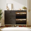 Whizmax Wave Design Shoe Cabinet - 2 Flip Drawers + 1 Drawer, Fluted Modern Narrow Storage with Large Capacity for Entryway - 3 of 4