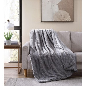 Kate Aurora Ultra Soft & Premium Plush Oversized Faux Rabbit Fur Accent Throw Blanket - 50 in. W x 70 in. L - 1 of 2