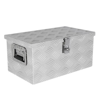 Truck Bed Toolbox for Trailer Pickup, RV Storage Organizer Tool Box Flatbox with Side Handle Lock Keys Aluminum 5 Bar Tread Pattern Truck Bed Tool Box