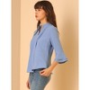 INSPIRE CHIC Women's Ruffle 3/4 Bell Sleeve Top V-Neck Casual Swiss Dots Blouse Shirts - 4 of 4