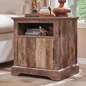 Nightstand with Charging Station, 22" Large Modern Side Table, Wood End Table w/Open Shelf & Spacious Tabletop - 1 of 4