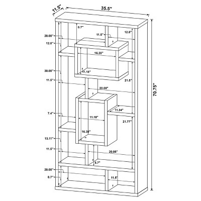 Howie Espresso 10-Shelf Geometric Bookcase