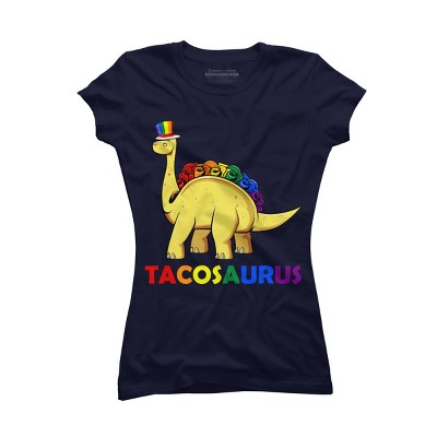 Adult Design By Humans Tacos Dinosaur Tacosaurus Rainbow Pride By JuTrading T-Shirt